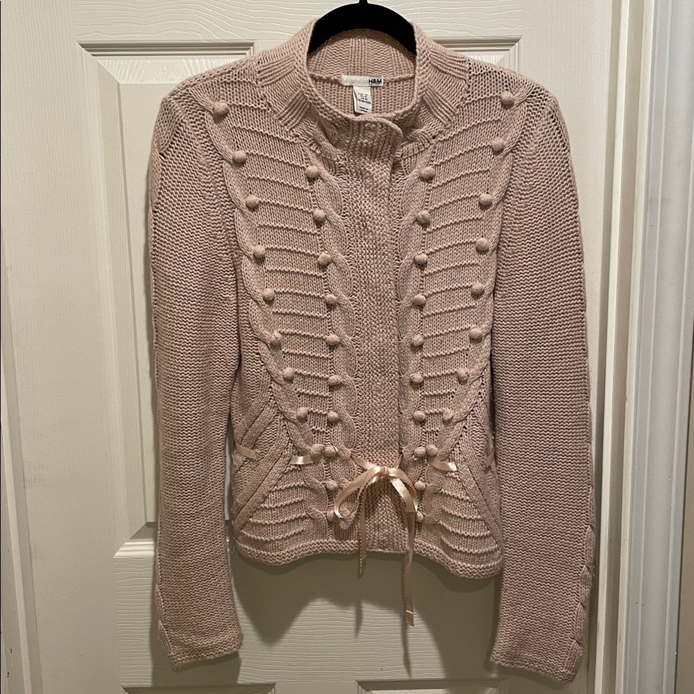 H&M snap front knit cardigan cotton wool blend sweater